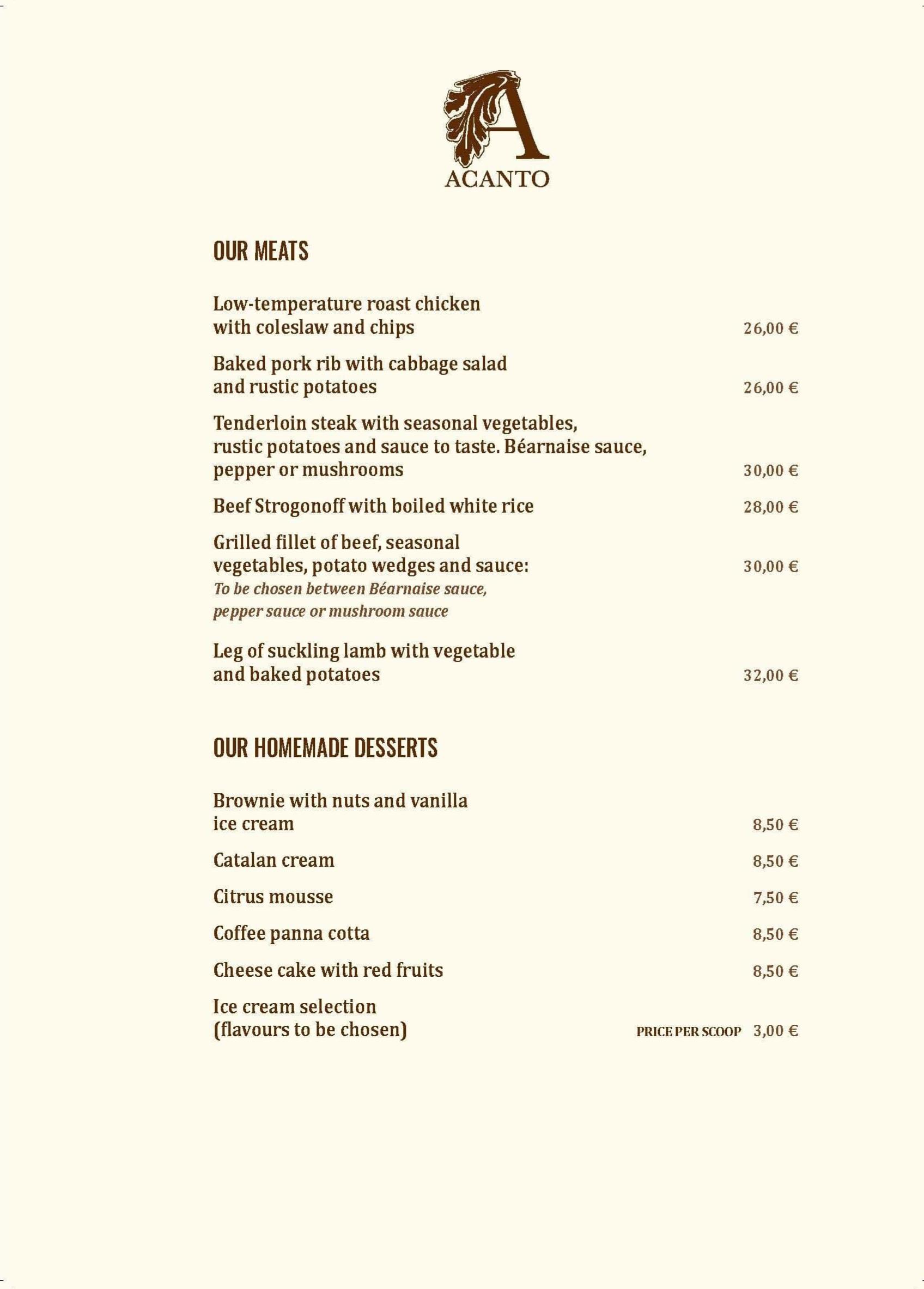 Acanto Menu 4